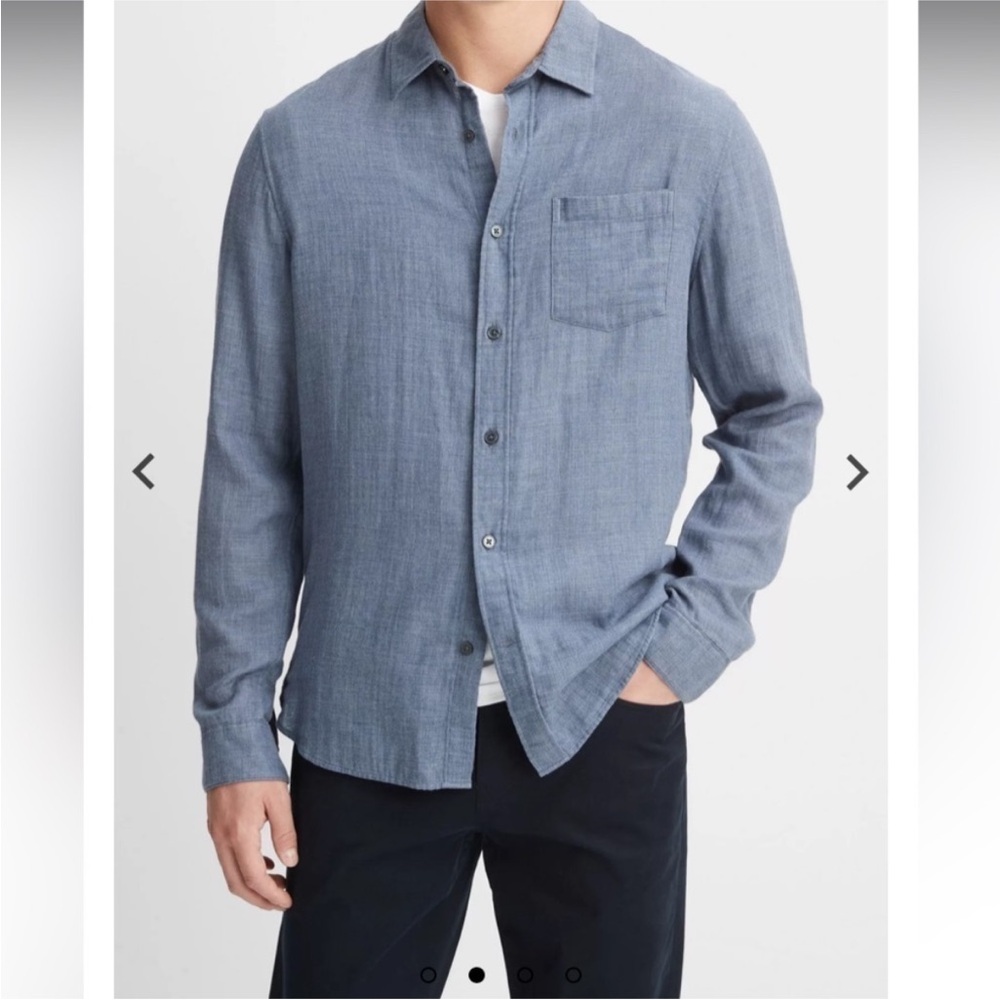 Vince Double Face Long Sleeve 100% Cotton Button Up in Chambray Size L